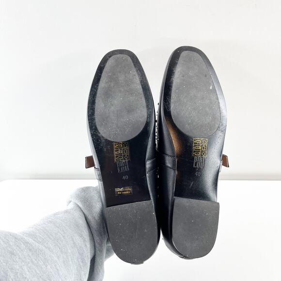 Bibi Lou Anthropologie Leather Studded Mary Jane Ballet Flats Black 10 / 40 - Picture 5 of 8